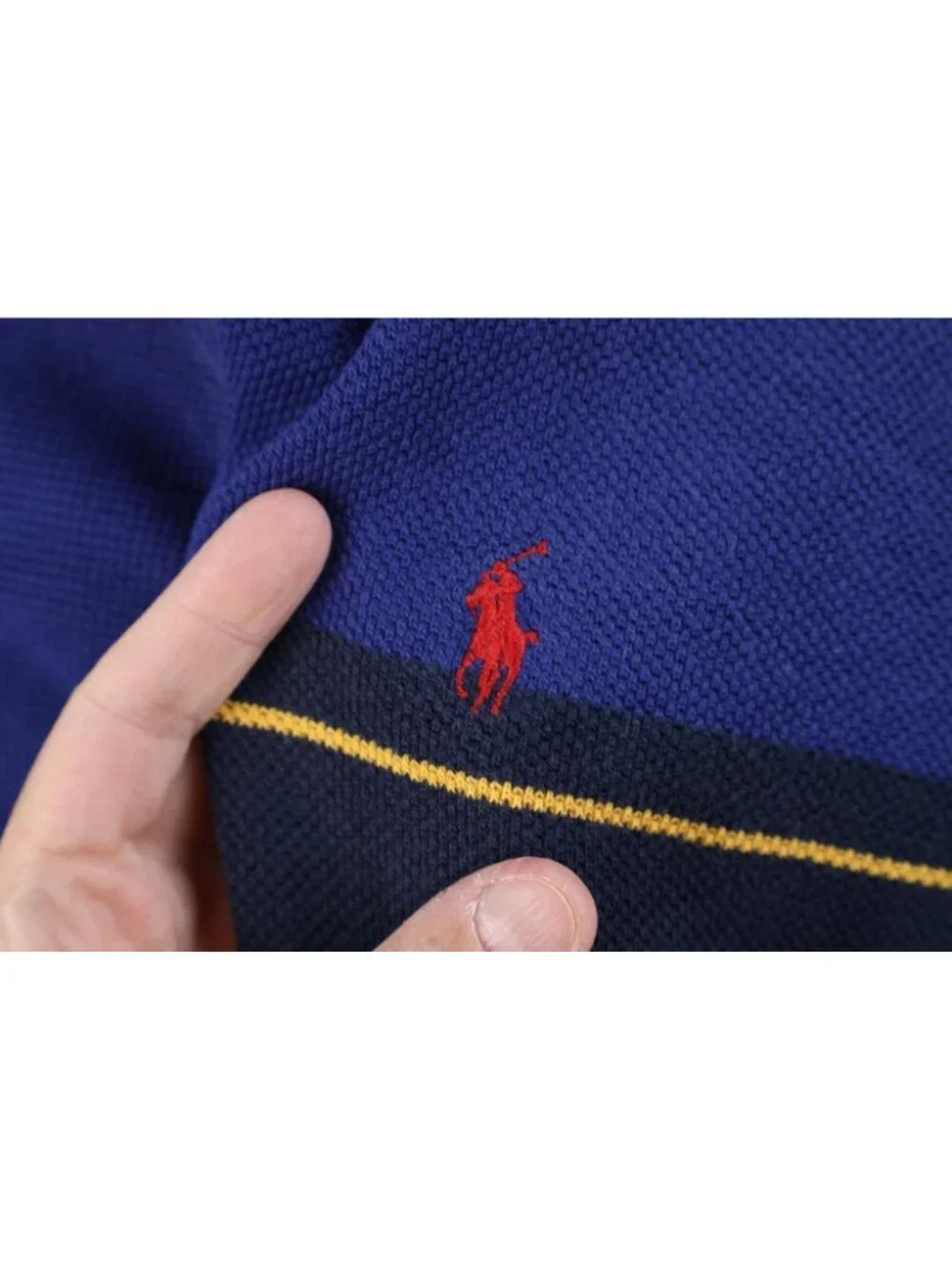 Vintage 90s Ralph Lauren Mens XL Color Block Thermal Knit Long Sleeve Rugby Polo
